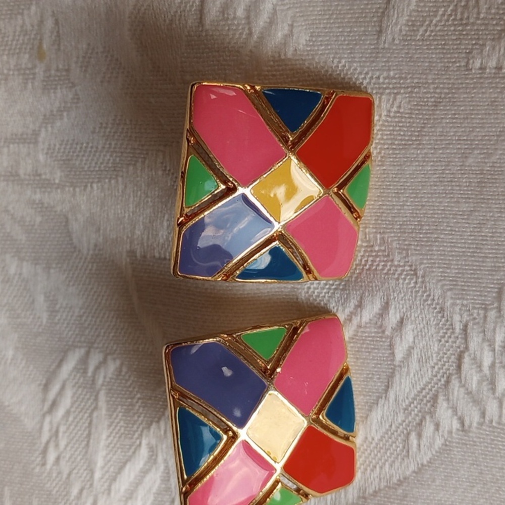 Colorful Color Block Abstract Peak Through Diagon… - image 5